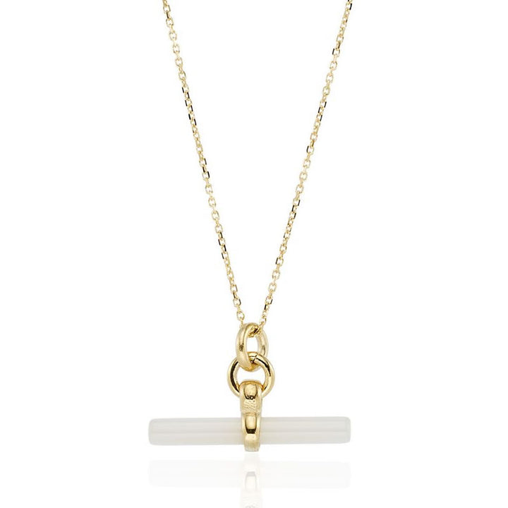 9ct Gold Mother of Pearl T-bar Necklace