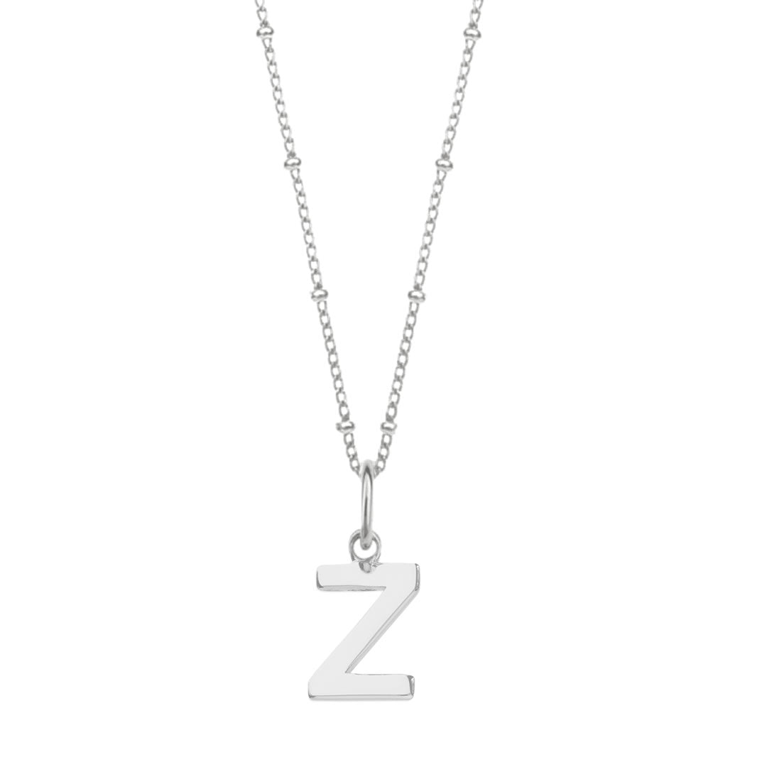 Sterling Silver Initial Z Pendant & Bead Chain