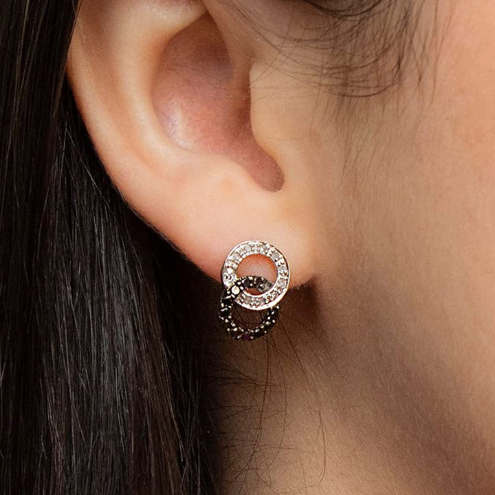 9ct White Gold 0.40ct Black Diamond Circle Earrings