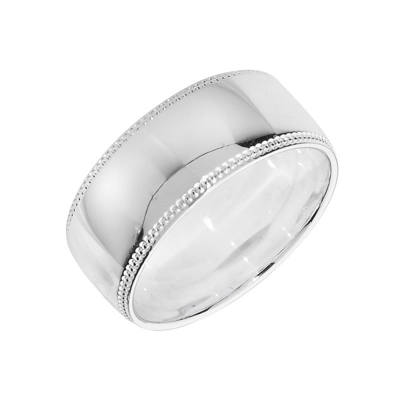 Men's Sterling Silver Milgrain Wedding Band Ring 8mm