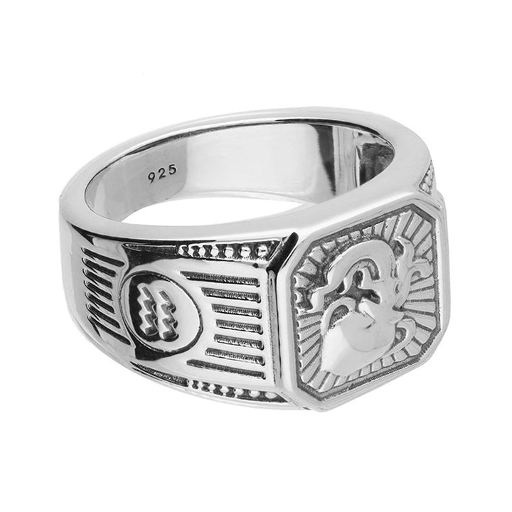 Men's Sterling Silver Aquarius Signet Ring