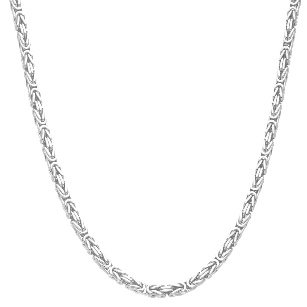 Men's Solid Silver Byzantine Kings Chain 4mm
