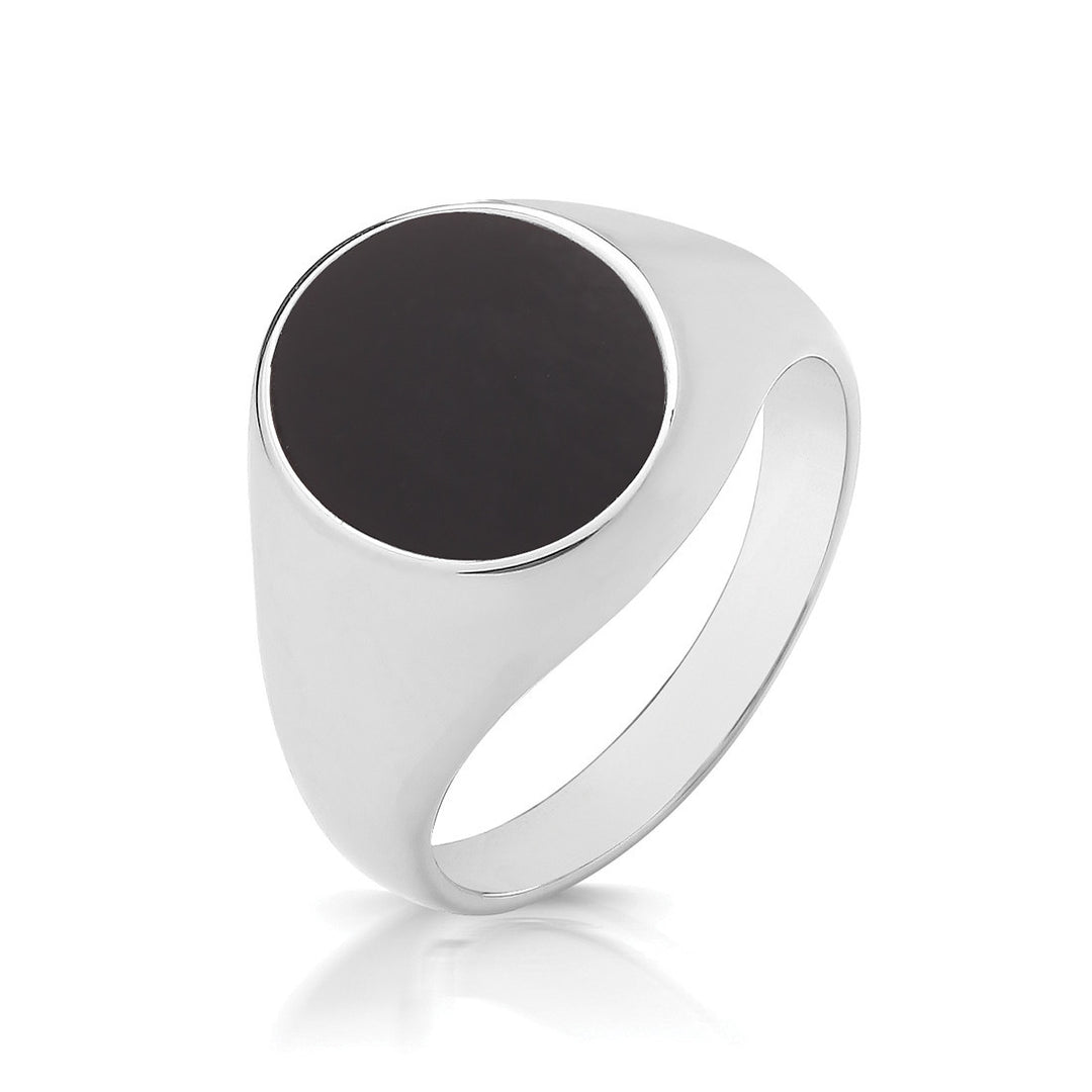 Men's Sterling Silver Oval Black Onyx Signet Ring