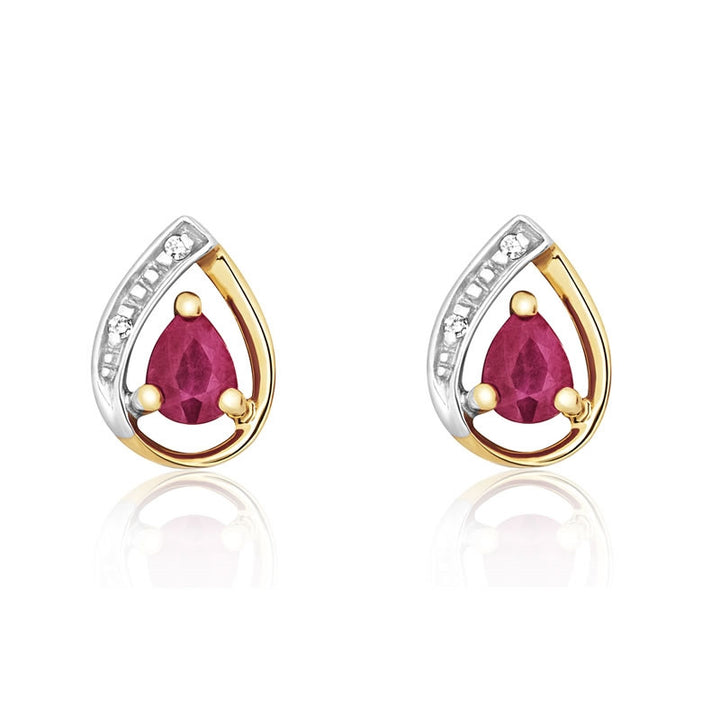 9ct Gold Ruby & Diamond Stud Earrings