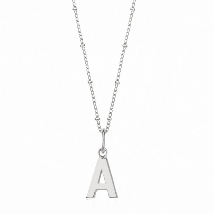 Silver Initial Pendant & Bead Chain
