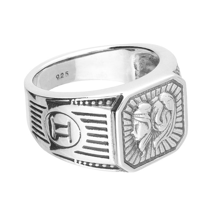 Men's Sterling Silver Gemini Signet Ring