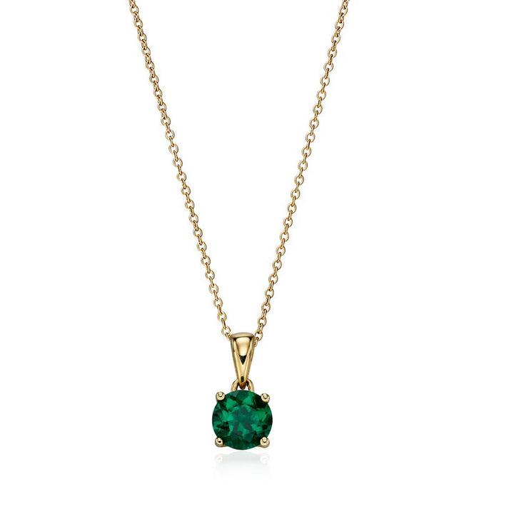 9ct Gold Created Emerald May Birthstone Pendant