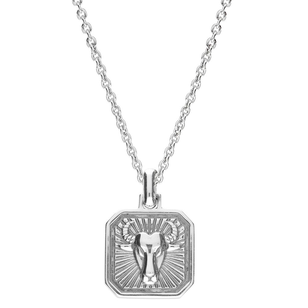 Men's Sterling Silver Taurus Zodiac Pendant