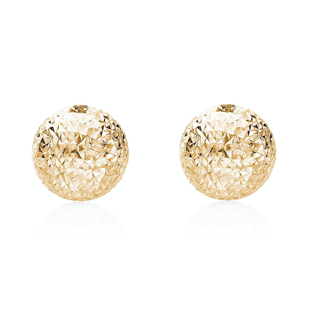 9ct Gold Diamond Cut Ball Stud Earrings 8mm