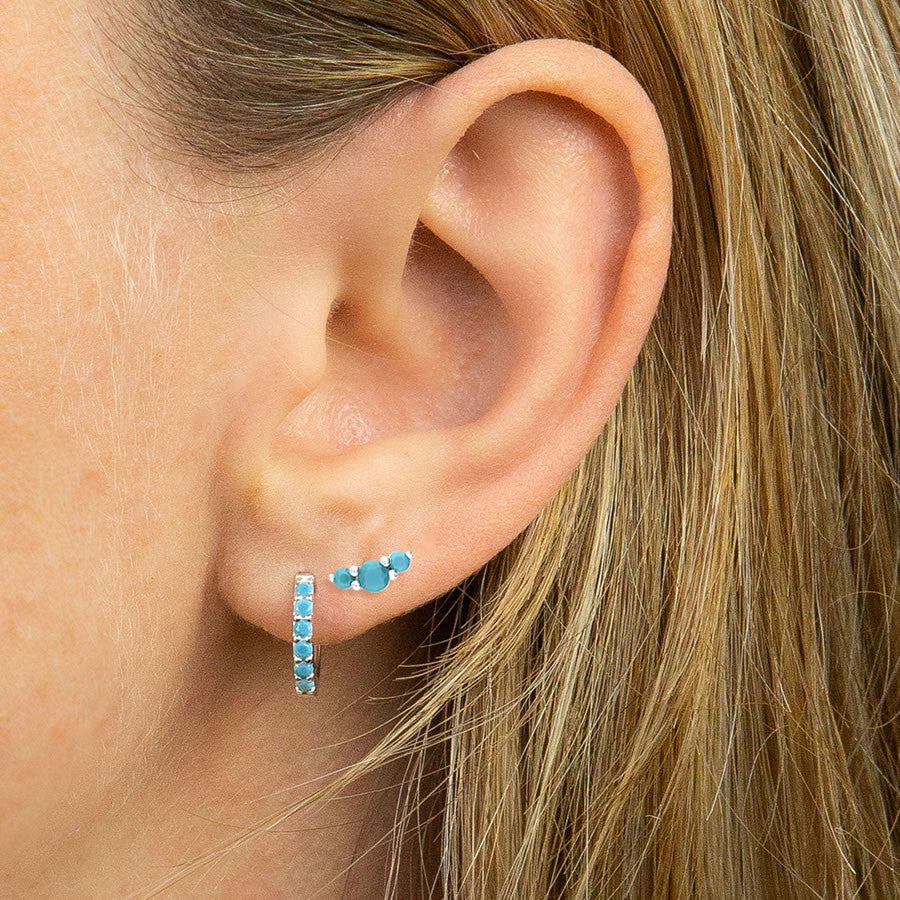 Silver Turquoise Crystal Stud Earrings