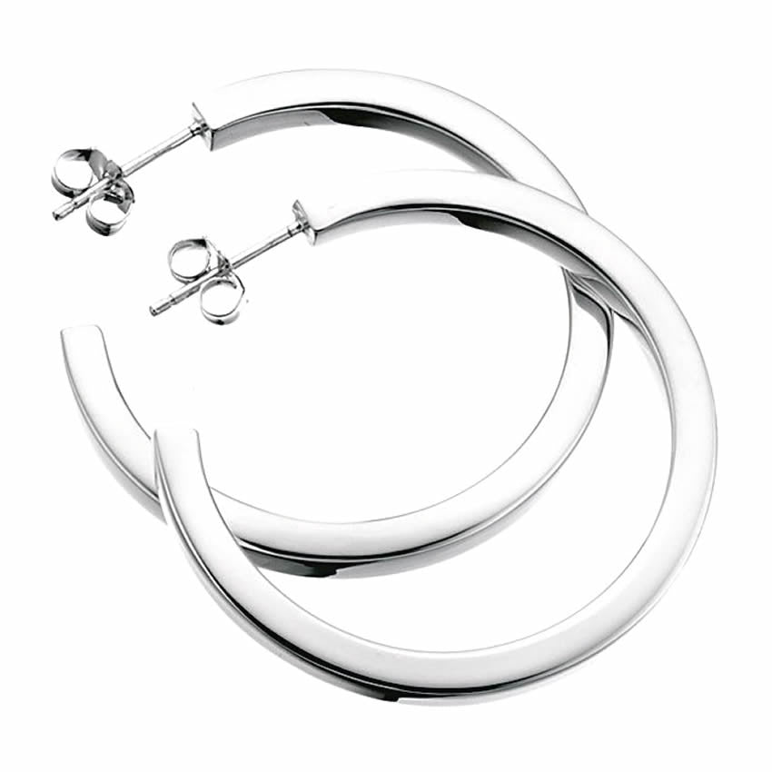 Silver Large Square Tube Hoop Earrings