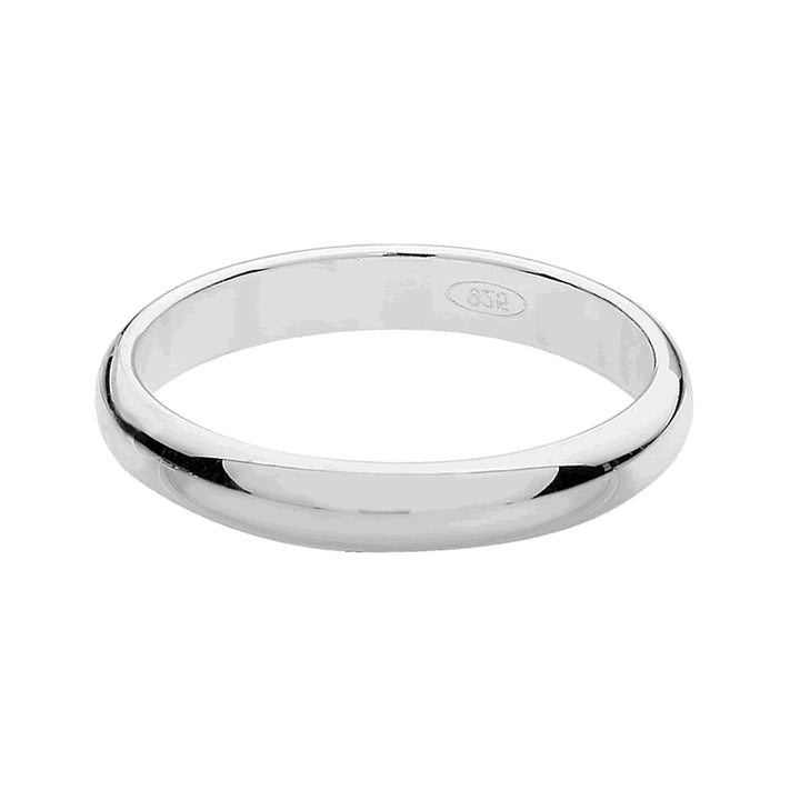 Sterling Silver Wedding Band Ring 3mm