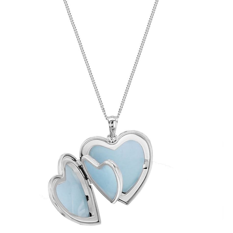 Silver 'I Love You' 4 Picture Family Heart Locket