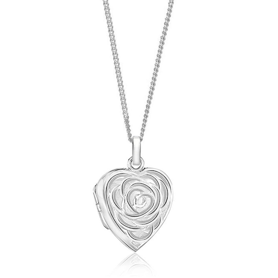 Sterling Silver Cut-Out Rose Heart Locket