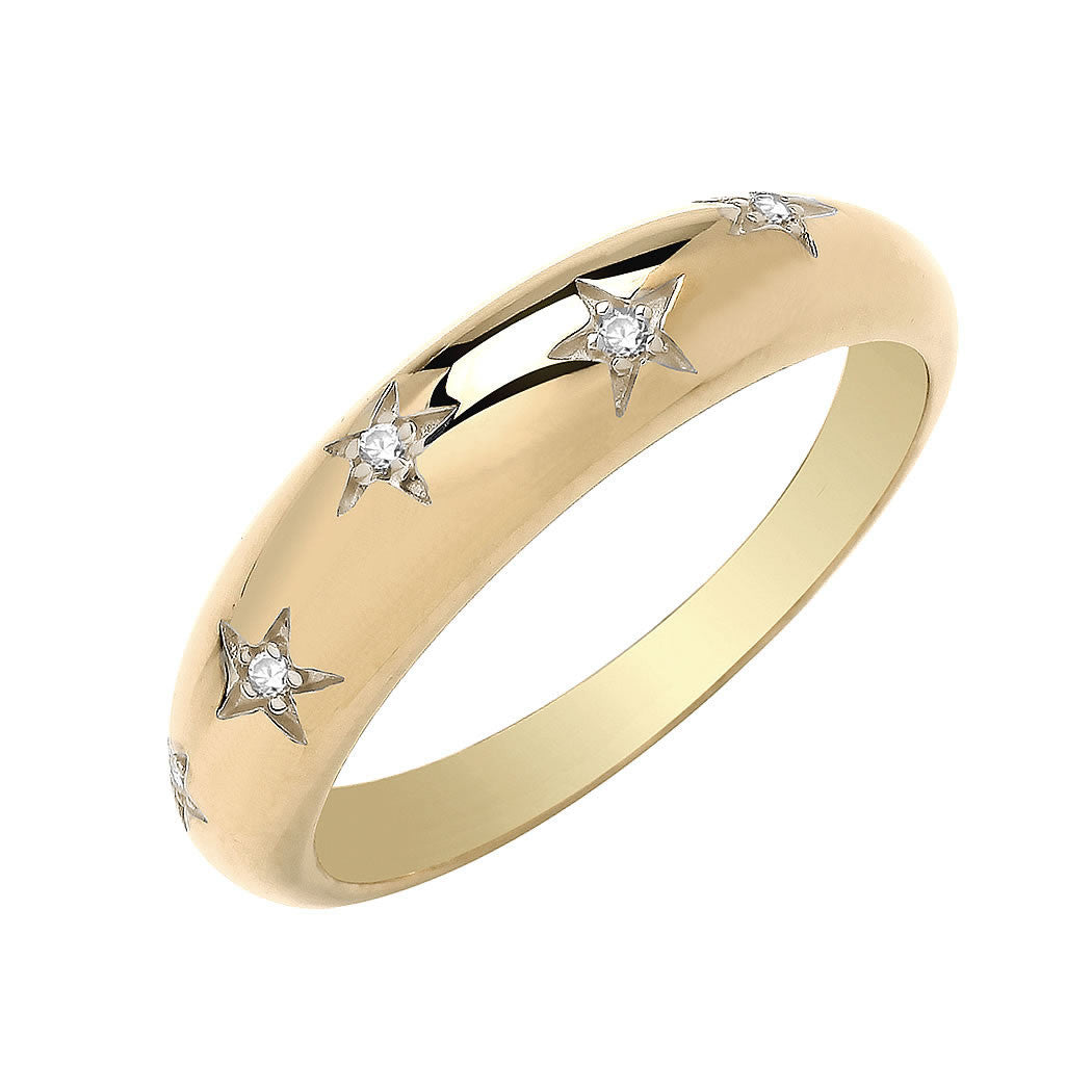 9ct Gold Starburst Dome Ring