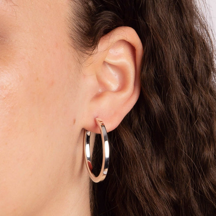 Silver Large Square Tube Hoop Earrings