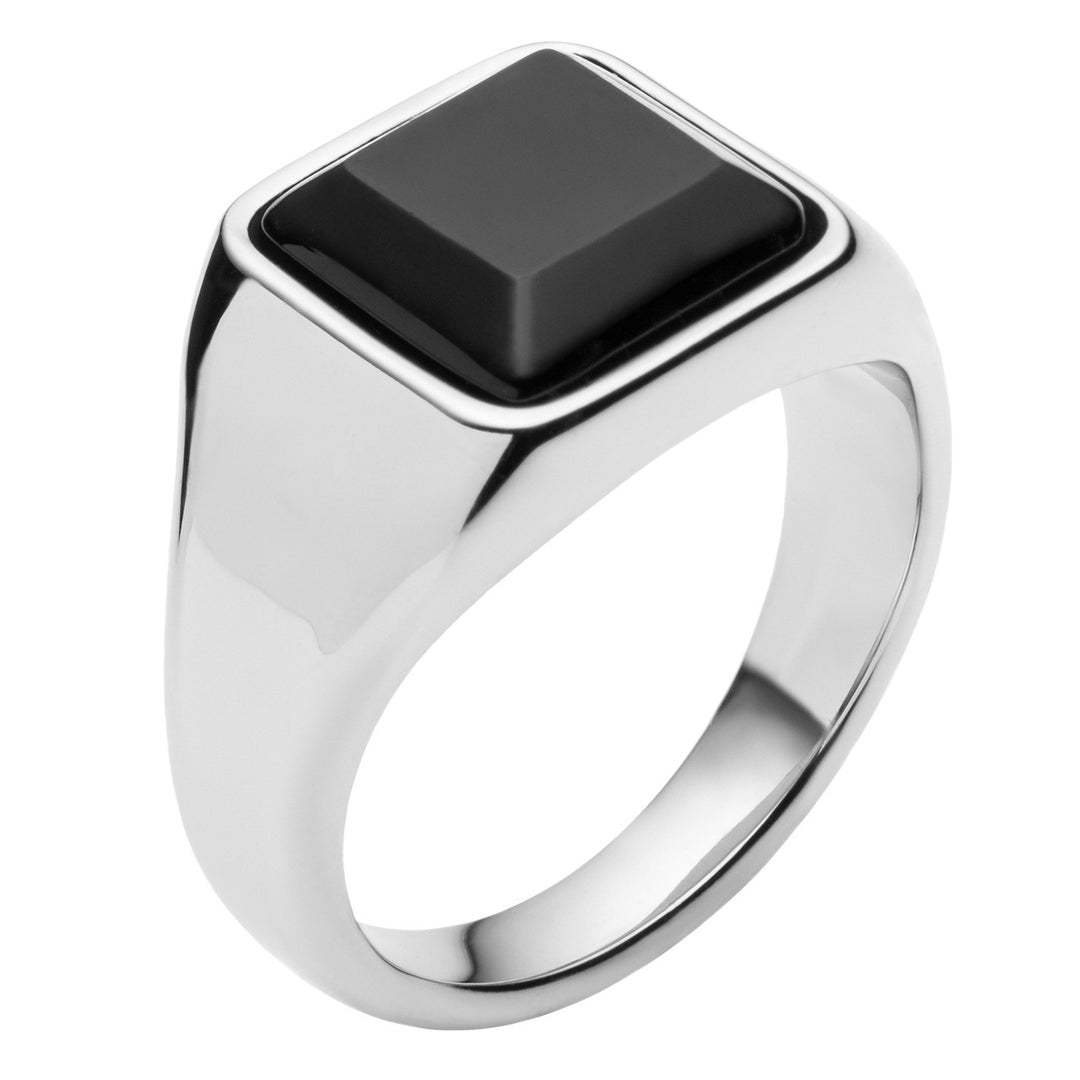 Men's Square Black Onyx Signet Ring