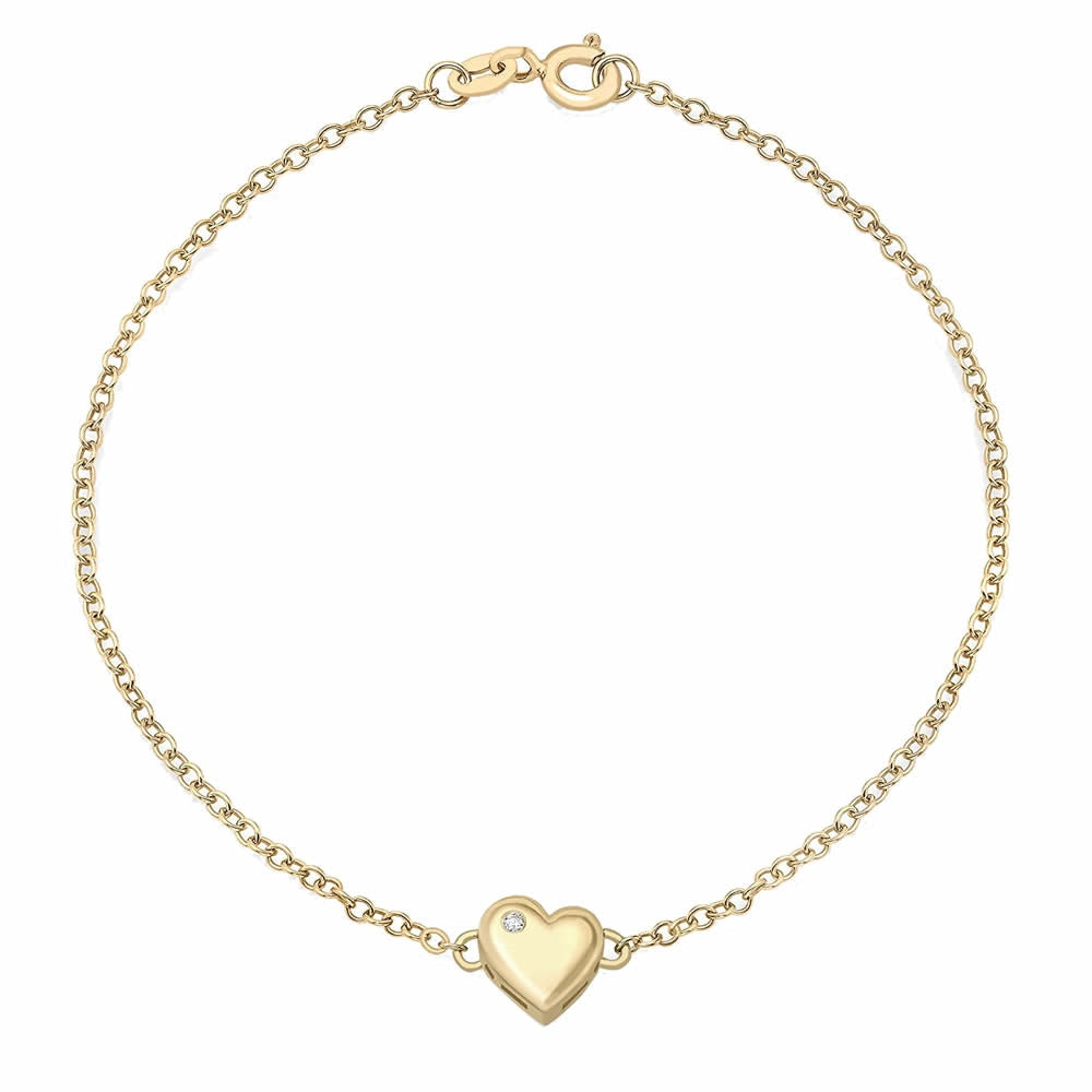 9ct Gold Diamond Heart Motif Bracelet