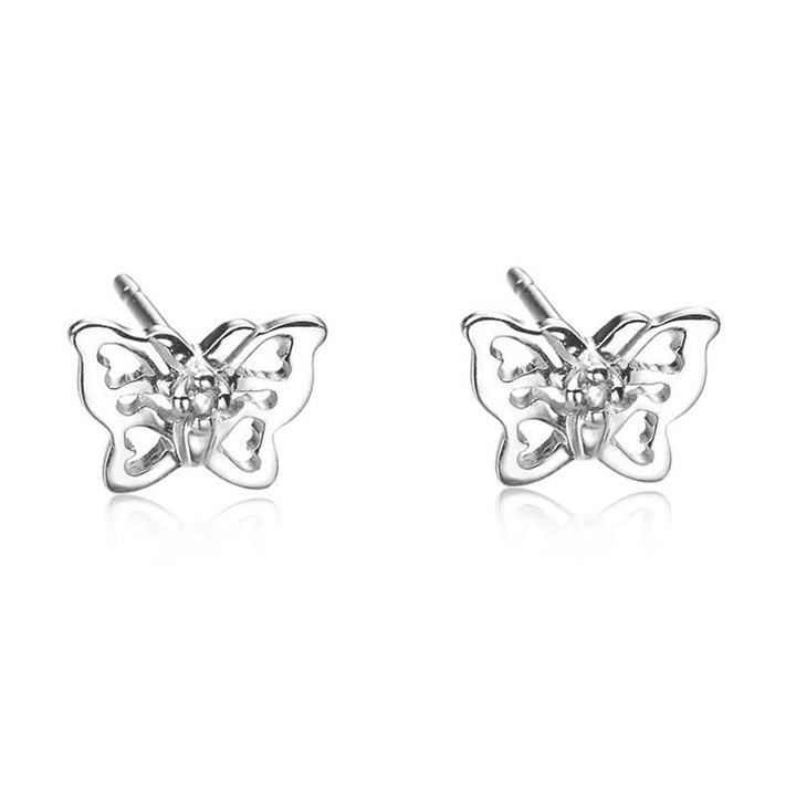 Children's Silver Diamond Butterfly Stud Earrings