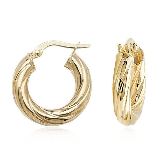 9ct Gold Chunky Twist Hoop Earrings