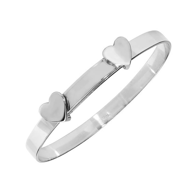Sterling Silver Heart Expander Baby Bangle