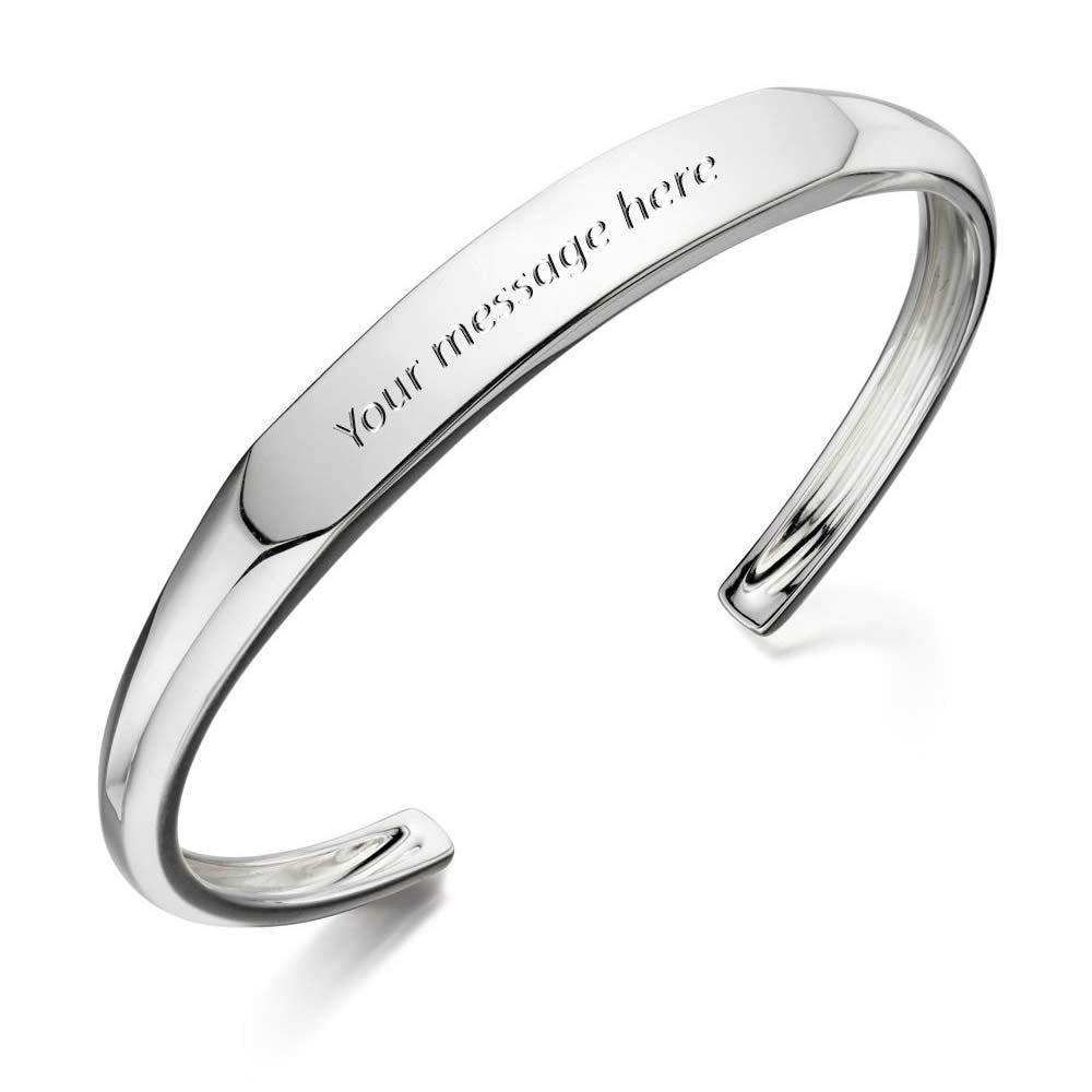 Men's Solid Sterling Silver Personalised ID Bangle