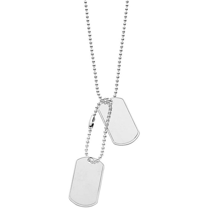 Men's Sterling Silver 20" Solid Dog Tags Necklace