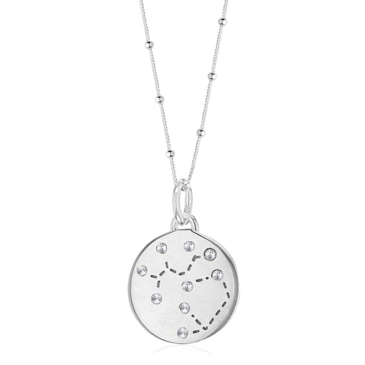 Silver Sagittarius Zodiac Constellation Disc Pendant