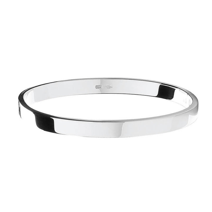 Sterling Silver Solid Oval Hinged Bangle