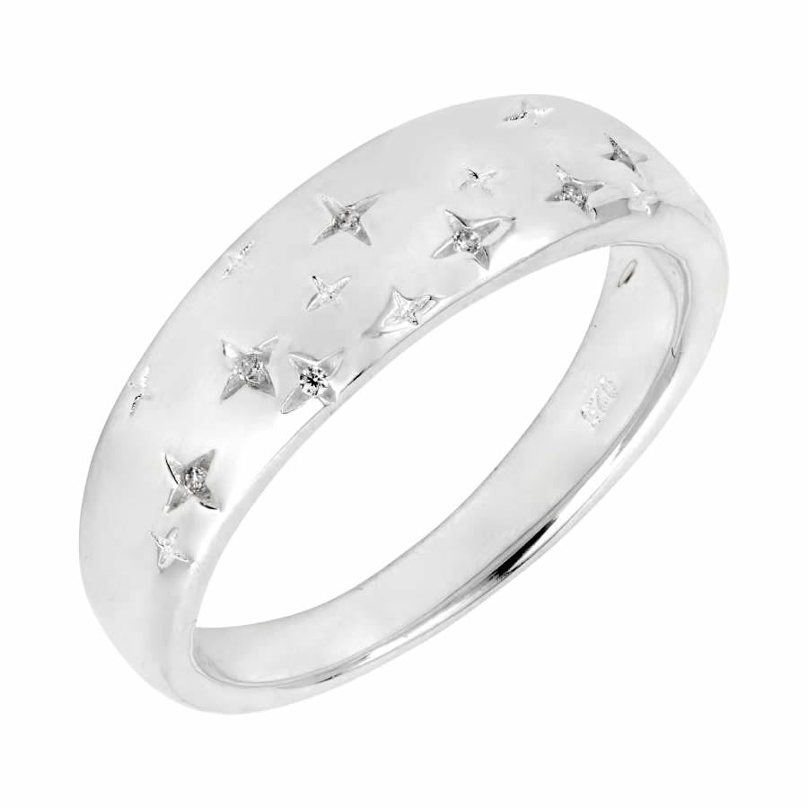 Sterling Silver Sparkling Star Band Ring