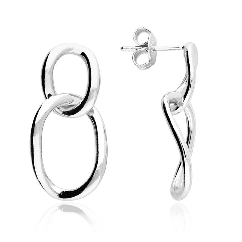 Sterling Silver Organic Chain Link Earrings