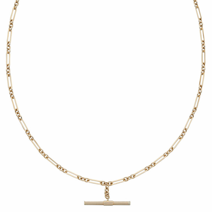 9ct Gold Oval Link T-Bar Chain Necklace