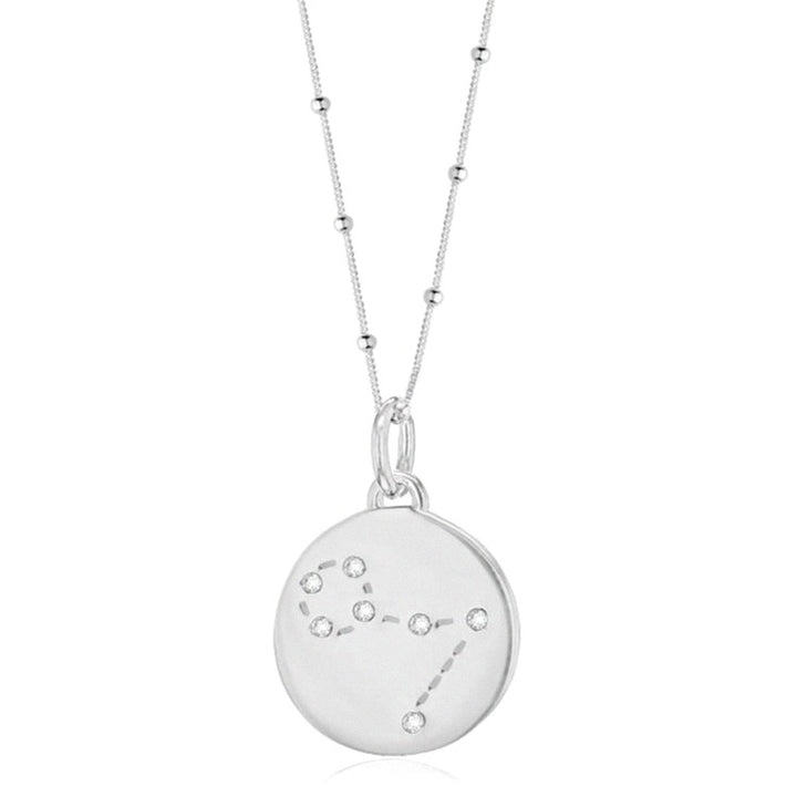 Silver Pisces Zodiac Constellation Disc Pendant