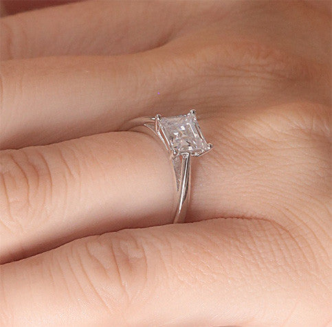 Luminous Silver Princess-Cut Solitaire Ring