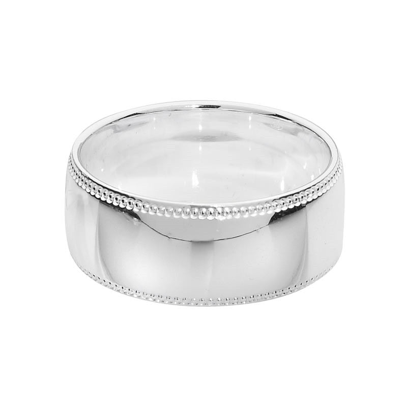 Men's Sterling Silver Milgrain Wedding Band Ring 8mm