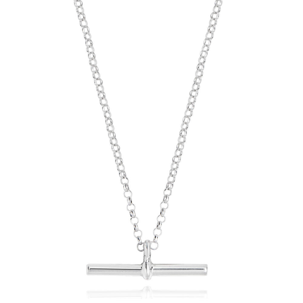 Silver T Bar Belcher Chain Necklace