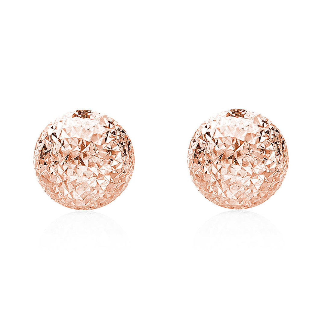 9ct Rose Gold Diamond Cut Ball Stud Earrings 8mm