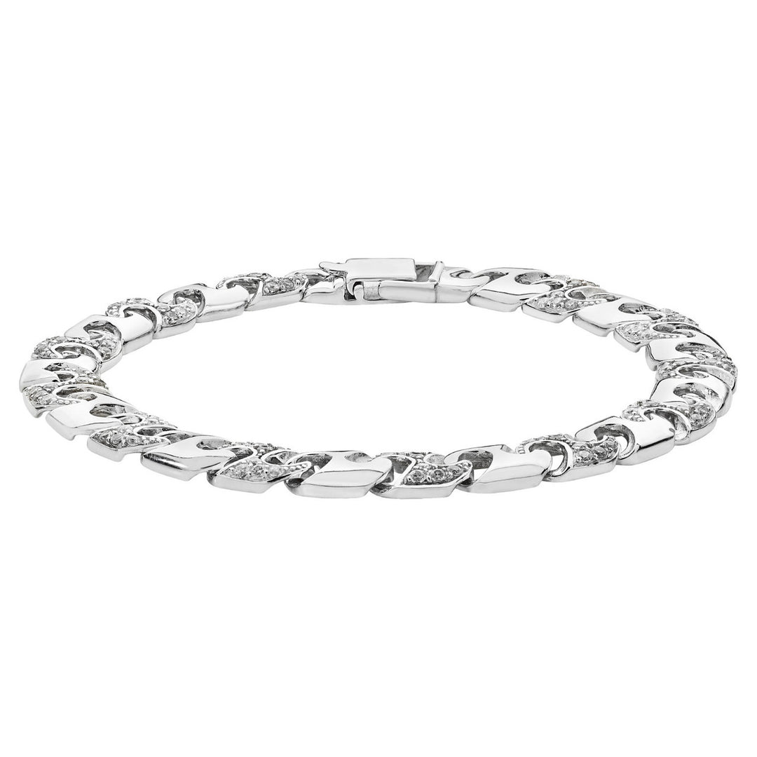Men's Sterling Silver Stone Set Link Bracelet