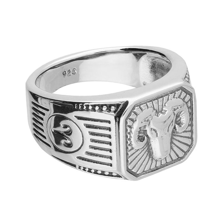 Men's Sterling Silver Aries Signet Ring