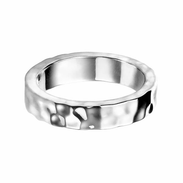 Men's Sterling Silver Solid Hammered Band Ring