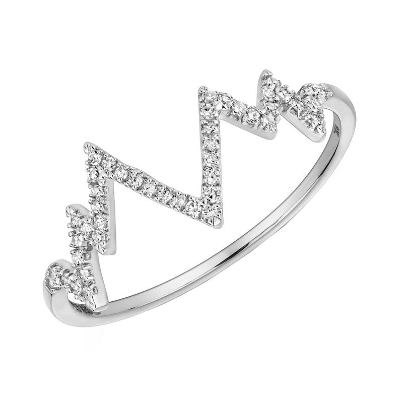 9ct White Gold Diamond Heartbeat Ring