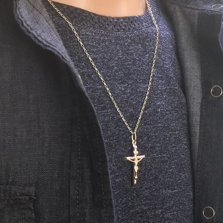 Men's 9ct Gold Crucifix Cross Necklace