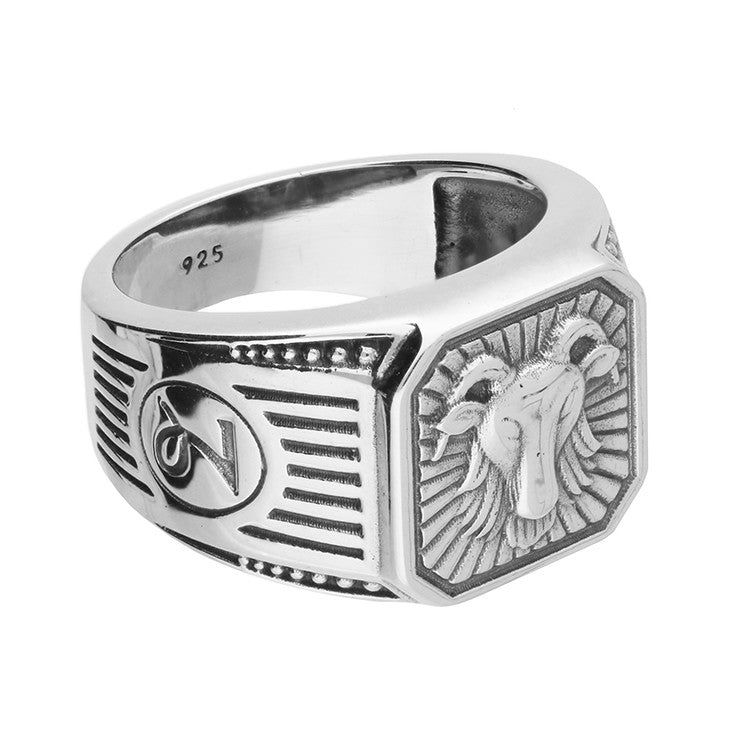 Men's Sterling Silver Capricorn Signet Ring