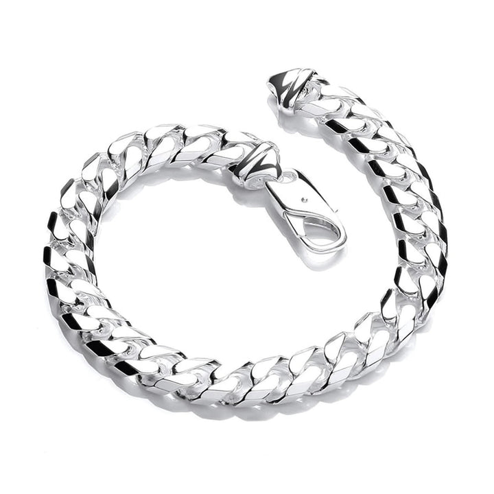 Men's Solid Silver Square Curb Bracelet 1.5oz