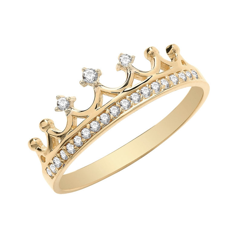 9ct Gold Cubic Zirconia Crown Ring