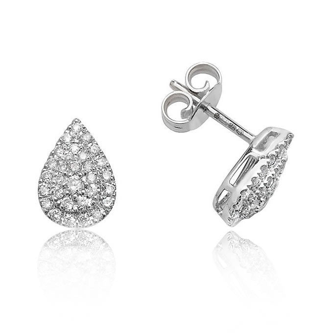 9ct White Gold Pear Shape Diamond Stud Earrings