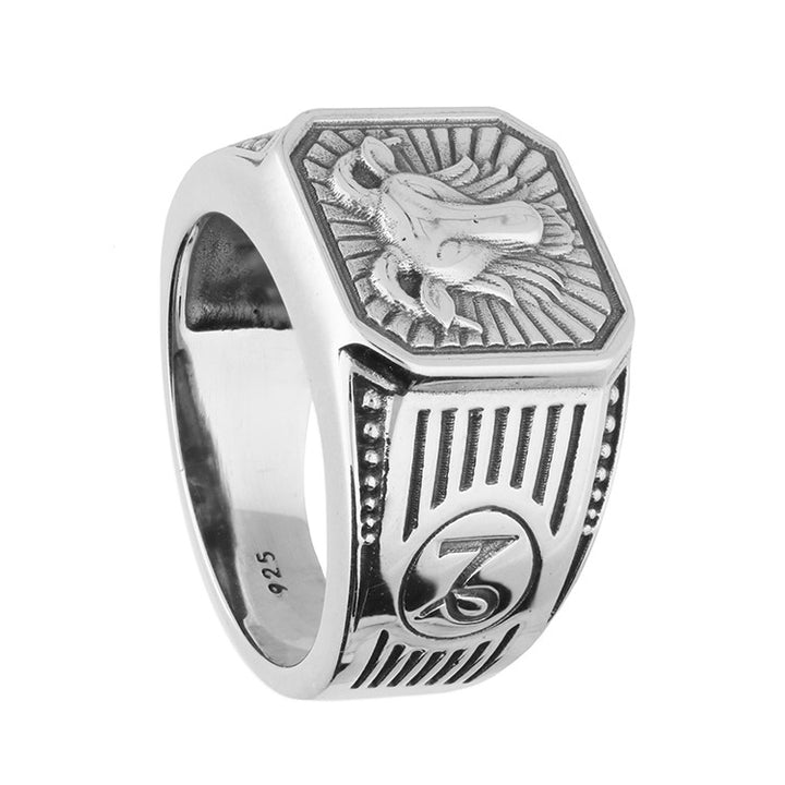 Men's Sterling Silver Capricorn Signet Ring