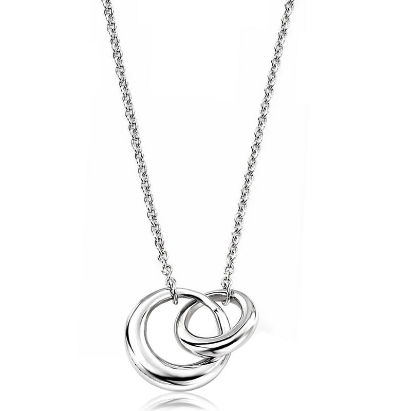 Silver Solid Interlocked Circles Necklace