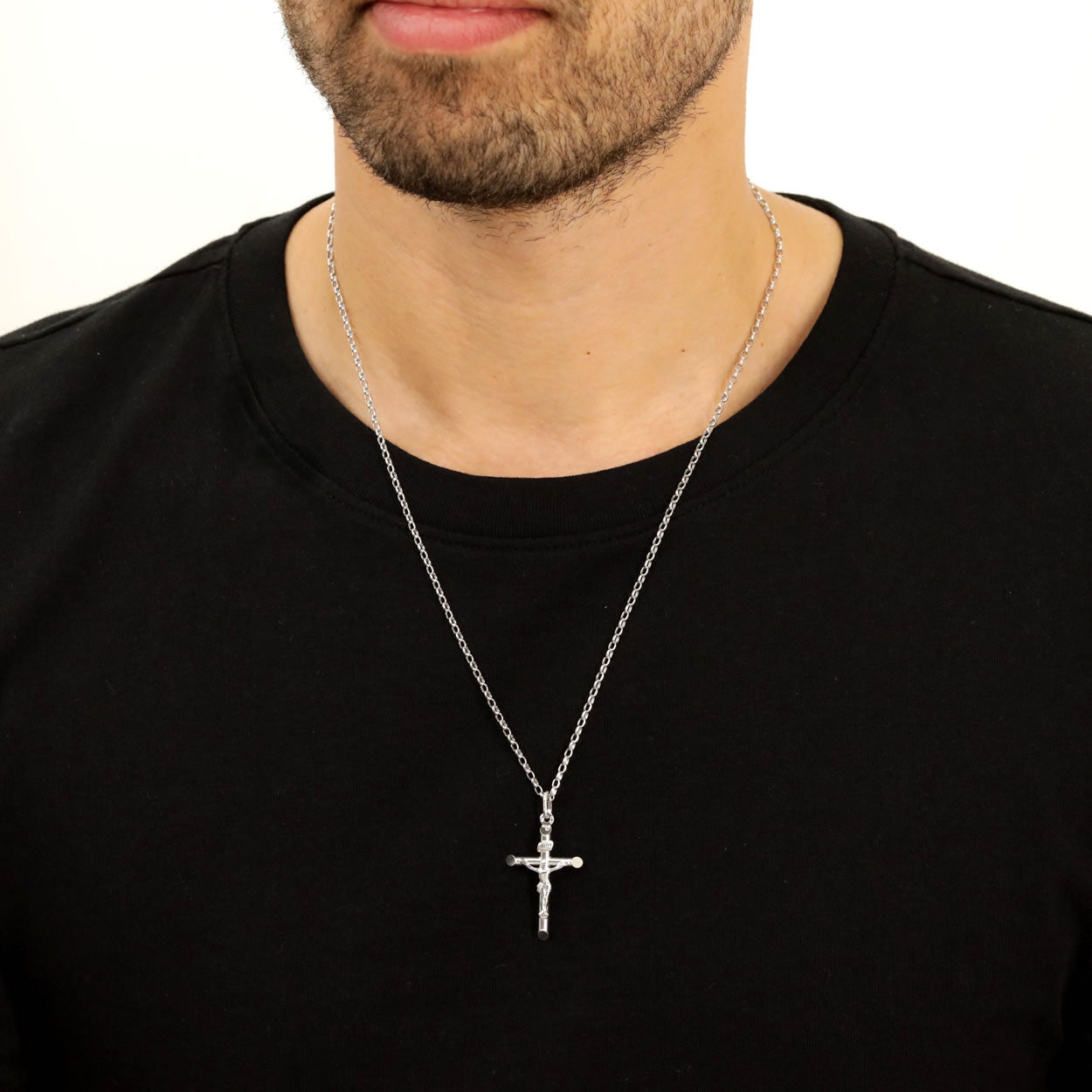 Men's Triple Layer Cross Pendant Necklace | Boohoo UK