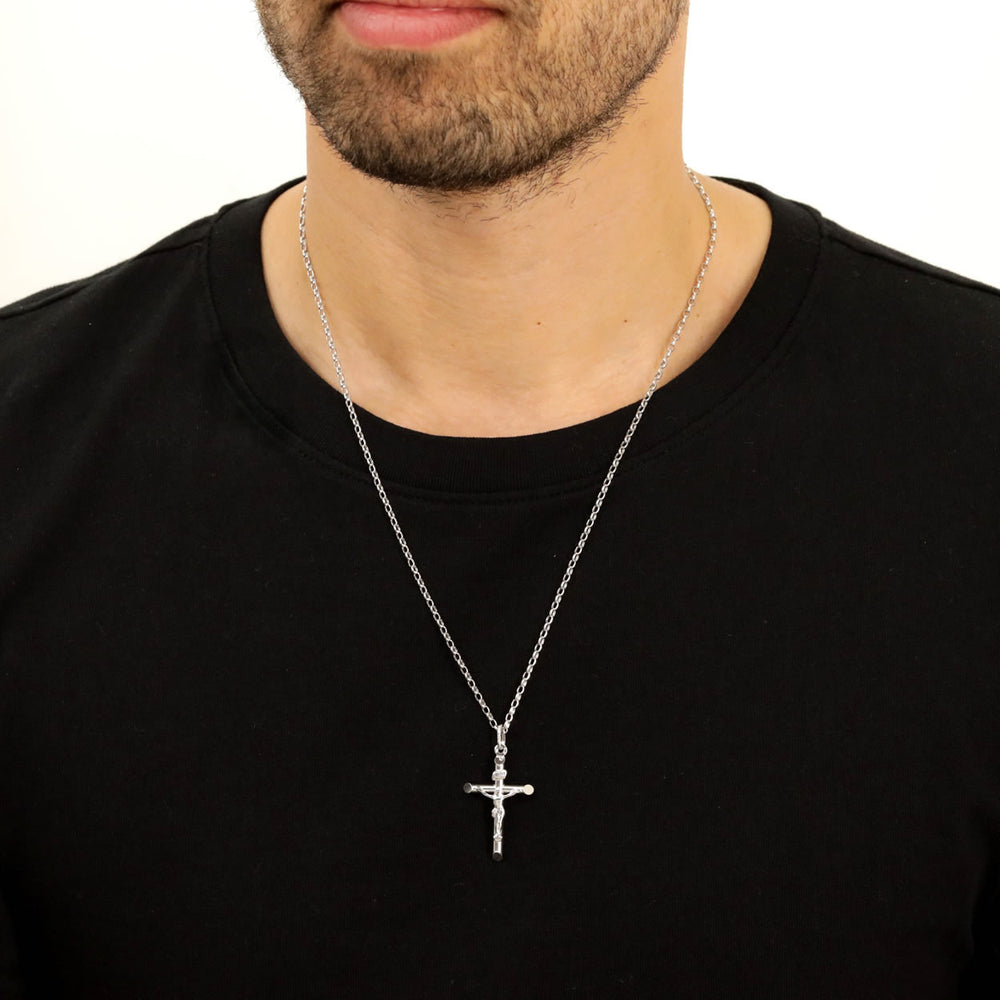 Men's 9ct White Gold Crucifix Cross Necklace